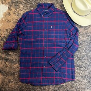 Men’s Chaps Button Down Shirt in Navy Red Plaid